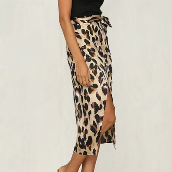 Sieviešu Svārki Sieviešu Modes Leopards Drukāt Svārki Mežģīnes Augšu, Split Pārklājus Zīmuli Bodycon Svārki Asimetriska Wrap Augsta Vidukļa Dāmas Svārki