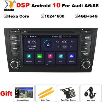 DSP Android 10 4+64G 2 DIN Auto DVD Atskaņotājs AUDI A6 RS6 1997. - 2004. g S6 1997 GPS Radio Multimediju Stereo Navigācijas IPS Ekrāns PC