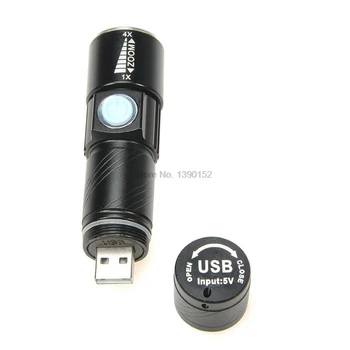 Dhl 100gab praktisko 3 Režīmu Taktisko Flash Gaismas Lāpu Mini Tālummaiņas Uzlādējams Jaudīga USB LED Lukturīti, Āra Ceļojumu