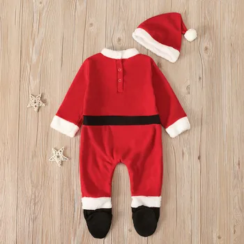 Infant Baby Zēni Meitenes Ziemassvētku Vecītis, Romper Jumpsuit+Cepure Tērpiem Komplekts Jaundzimušo Ziemassvētki Uzstādīt Gudrs Garām Piedurknēm Rudens Apģērbi