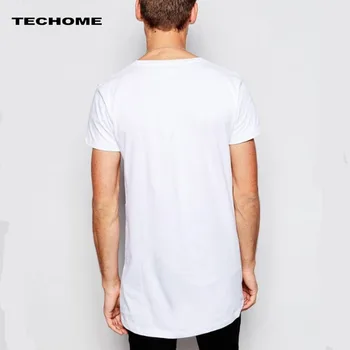 Balts Vīriešu Tee Kreklu Jauno Vasaras Jaunā Vīriešu Apģērbu Karstā Pārdošanas Modes Svītrainām Hem Gadījuma Zaudēt Cietā Īss Piedurknēm Krekls Vīriešiem