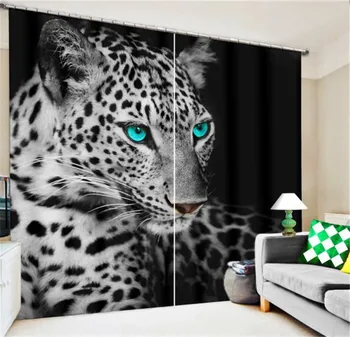 Dzīvnieku melns un balts tīģeris Luksusa Blackout 3D Logu Aizkari Dzīvojamā Istaba Guļamistaba Drapērijas cortinas Rideaux Pielāgota izmēra