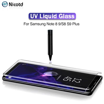 Nicotd UV Rūdīta Stikla Samsung Piezīme 9 8 S8 S9 S10 5D Pilna Šķidrā Līme Screen Protector For Samsung Galaxy Note 8 S8 S9Plus