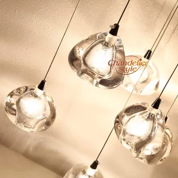 Mūsdienu Kristāla Lustras LED Karājas Apgaismojums Liels, Liels Stikla Globuss, Stikla Lustras Luksusa Kāpņu Cristal Lustras Lampas