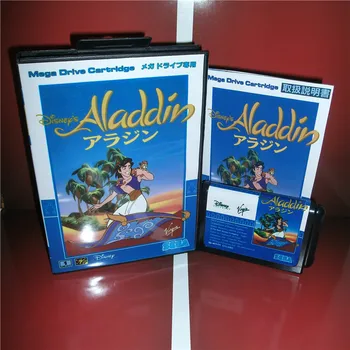 Aladdin Japāna Vāciņš ar lodziņu un angļu rokasgrāmatu Sega Megadrive Genesis Video Spēļu Konsole 16 bitu MD karte