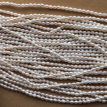 Saldūdens Pērļu kaklarotu Rīsu forma ar Izmēru 3-3.5 mm ideāls spīdums Rotaslietas DIY zaudēt pērle daļām