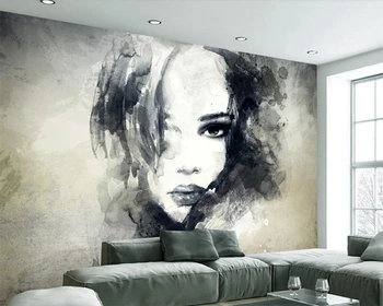 Beibehang Custom tapetes retro melnā un baltā stils abstraktā skaistuma iemiesojumu TV fona guļamistaba, dzīvojamā istaba 3d tapetes