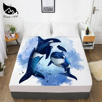 Sapnis NS Bruņurupucis Delfīnu Saģērbt Guļamistaba, Mājas Tekstila Loksnes 3D Drukas Jūras Dzīvnieku Puses Glezniecības Bettlaken 1GB