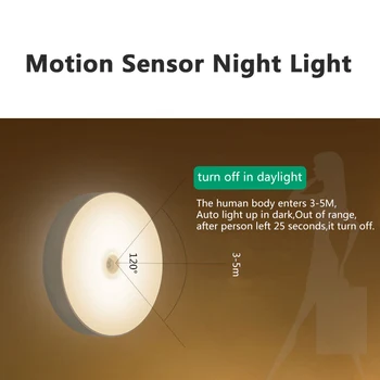 USB Lādējamu Nakts Gaisma Līmi Magnētiskās Pamatnes PIR Kustības Sensoru Nakts Lampiņa 6 Led Koridora Lampas Guļamistabas, Kāpnes, Sienas Lampas