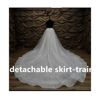 350 cm sen atpakaļ līgavas noņemams svārki-vilciens, kāzu svārki, spīdīgu Tilla svārki Mirdzēt kāzu kleita noņemams vilcienu