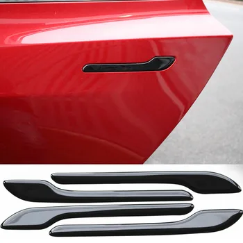 Automašīnu Durvju Rokturi Wrap Uzstādīt Aizsargs Uzlīmes Tesla Model 3, Durvju Rokturi 3D Decal Auto Piederumi 4gab (Melns)