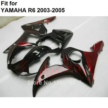 Pēcpārdošanas ķermeņa daļas pārsegi, par Yamaha YZF R6 2003 2004 2005 sarkanās liesmas melns Motocikls aptecētājs komplekts YZFR6 03 04 05 BC20