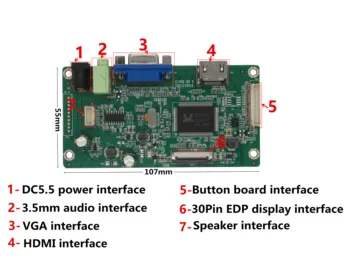 Augsta saderība HD IPS LCD Ekrāns Tālvadības Kontrolieris HDMI VGA Audio 30PIN EDP Vadītāja Kontroles Padome