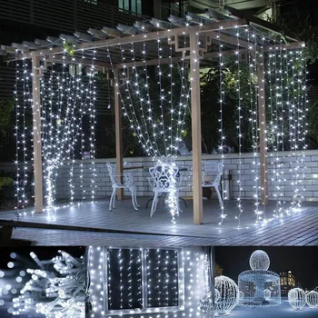 LED String Gaismas 3*3m 300leds Led Aizkaru Stīgu Gaismas Led Ziemassvētku Vainags Puses Terases Logu Dekori Pasaku Gaismu Ziemassvētki Kāzu
