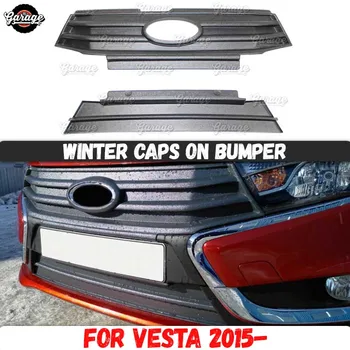 Ziemas cepures par Lada Vesta Pāri 2017 - uz radiatora restes un bamperis ABS plastmasas piederumi aizsardzības kluči, auto tuning styling