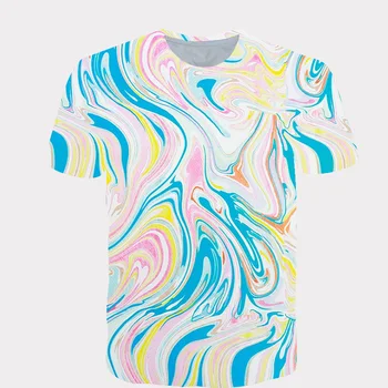 4-14 Gadu Veciem Bērniem 3D T-krekls Zēniem Meitene Krāsains Whirlpool Raiba Vortex Druka T kreklu 2020. gada Vasarā Bērni Tshirts Topi