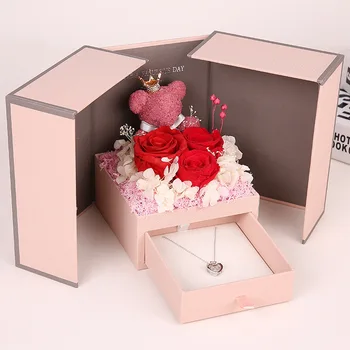 Dzimšanas dienas, Valentīna Mātes Dienā, Kāzu Jubilejā, kaklarota dāvanu kastē lācis rožu ziepes ziedu, Mākslīgo ziedu pušķi, dāvanu