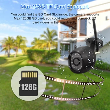 WiFi Āra Ūdensizturīgs Kameras 1080P HD Novērošanas Kameru ONVIF Bezvadu un Vadu Kamera, Ar SD Kartes Slots Max Atbalsta 128G