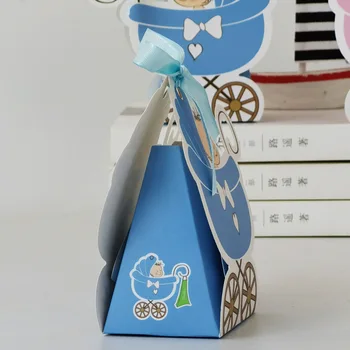 50gab Rozā Meitene Zilā Zēns Papīra ratiņus Konfekšu Kaste Bērniem Dāvanu Kastē Labu Baby Box Dušas Dzimšanas dienas svinības Apdare Piederumi