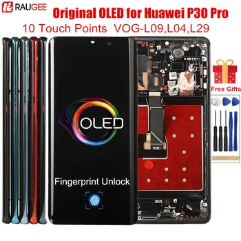 OLED Displejs Huawei P30 P 30 Pro Original 10 Punkti LCD ar Rāmi, Pieskarieties Ekrāna Nomaiņa P30 Pro VOG-L09,L04,L 29 LCD