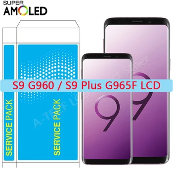 SUPER AMOLED S9 S9 Plus LCD Samsung S9 S9+ Plus LCD Displejs, Touch Screen Ar Rāmi Galaxy S9 SM-G96O G965 LCD Remonts