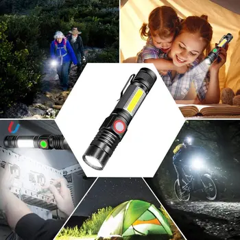 10000LM Lukturīti, USB Uzlādējams Magnētisko Cob Sidelight Ūdensizturīgs Zoomable Ārkārtas Pārgājienu Lasījumā