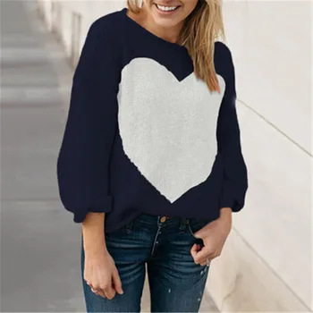 Dienas OWLPRINCESS Pie Pleca Adīts Džemperis ar garām Piedurknēm Sirds Modelis Džemperi Un Ērti Džemperi