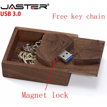JASTER USB 3.0 (bezmaksas custom logo) valriekstu koka sirds + dāvanu kastīte, USB flash drive USB radošo pendrive 8GB 16GB 32GB 64GB