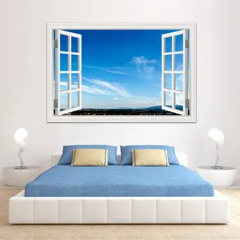 3d Logu Dekorācijas Mākonis Sienas Mākslas Uzlīmes Blue Sky Tapetes Dzīvojamā Istabā, mājā, Birojā, Viesnīcā, Apdares Vinila Decal