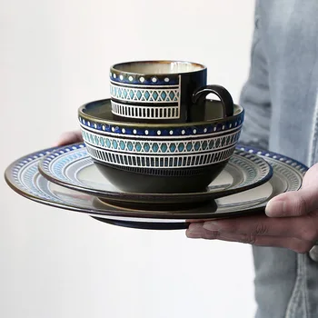Eksotisko Dinnerware Komplekti Radošās Keramikas Vakariņas Plāksnes Rietumu Pārtikas Steiks Šķīvja Salātus, Nūdeles Bļoda Krūze Virtuves Un Galda Piederumi Mājsaimniecības