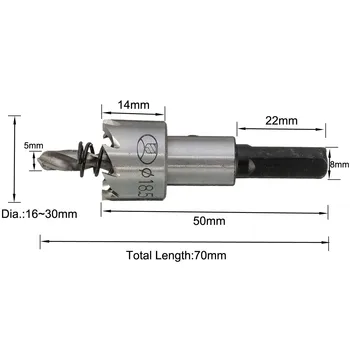 5GAB karbīda galu HSS urbis caurumu redzēju uzstādīt nerūsējošā tērauda metāla sakausējuma 16/18.5/20/25/30mm