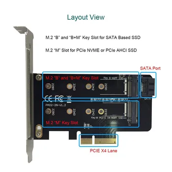 Dual M. 2 PCIe Adapteri M2 SSD NVME M Taustiņu SATA-pamatojoties B Taustiņu, lai PCI-e 3.0 x 4 Kontrolieris Converter Kartes Atbalsts 2280 2260 2242 2230