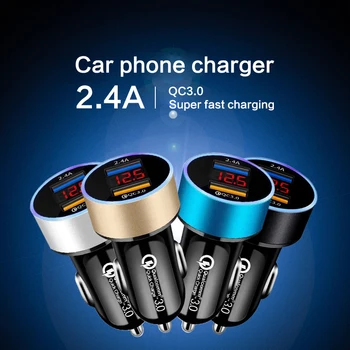 Auto tālruņu lādētāju QC3.0+2.4. piederumi mobilie telefoni dual USB interfeisu tālruņa GPS braukšanas ieraksti fast charger