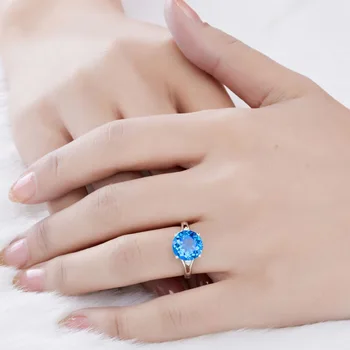 Jellystory gredzenus, 925 sudraba rotaslietas apaļa safīrs dārgakmens regulējams gredzeni, sievietēm, kāzas, saderināšanās ballītes