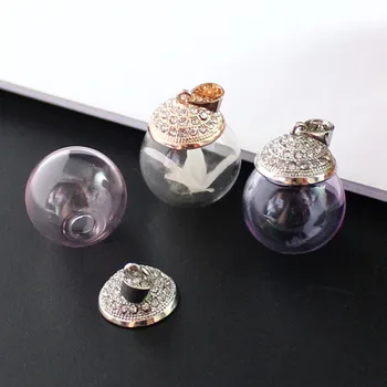 4GAB Stikla Bumbu (4 krāsas) ar Rhinestone klp Mini Stikla Bumbu Stikla Pudeli, Kuloni, Stikla Pudelītes Kuloni Diy Atrast