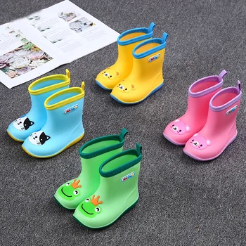 BĒRNU Lietus kurpes ZĒNAM IR Meitenes, Baby kids Lietus Kurpes 1-6 Gadus Veci Zīdaiņi Anti-slip Gumijas apavi Četri Gadalaiki