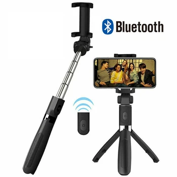 Bezvadu Bluetooth Selfie Stick Salokāms Rokas Monopod Slēdzis Tālvadības Pagarināt Mini Statīvu Tālrunis Stāvēt 360 Skava Rotācija