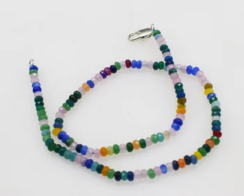 Jade multicolor roundel slīpētas kaklarota 4*2mm 15.5 collu chocker FPPJ vairumtirdzniecības pērlītēm dabas zilā rabinbow