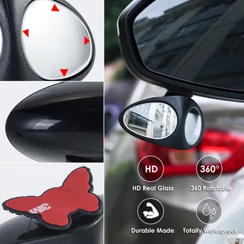 2gab/daudz Auto Blind Spot Dubultā Spoguli, Plata Leņķa Rotācija 360 Regulējams HD Izliekta Aizmugures Skats Priekšā, Aizmugurējo Riteņu Drošības Parks