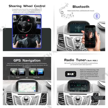 Android 10.0 PX6 Ford Fiesta 7 Mk 7 2013. - 2017. gadam GPS Navigācijas Auto Radio Stereo Auto DVD Multimediju Auto Spēlētājs HeadUnit 2DIN