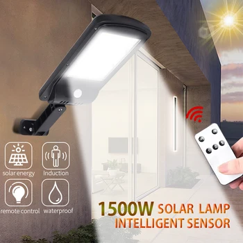 1500W Saules Gaismas Ielā LED Smart PIR Kustības Sensors, Tālvadības pults Ūdensizturīgs Lampa Uz Sienu Apdare, Āra Apgaismojums 3000LM