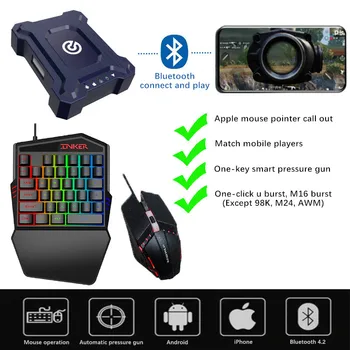 PUBG Mobilo Gamepad Kontrolieris Spēļu Tastatūra, Pele Pārveidotājs Android, IOS Tālruni ar personālo DATORU, Bluetooth 4.1 Adapteri Plug and Play