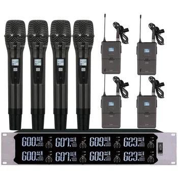 Profesionālas bezvadu UHF mikrofons, 8-kanālu rokas mikrofons mājas KTV mikrofons Karaoke puses ziņā mikrofons