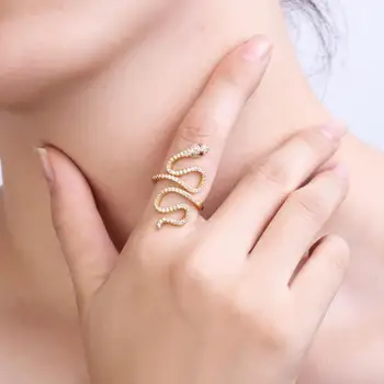 Klasiskās zelta pavé gara čūska ietin pilnībā pirkstu čūska formas modes gredzenu dāmas rotaslietas