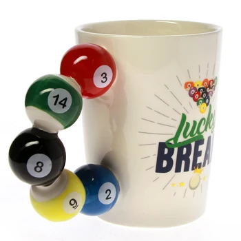 Lucky Break Snooker, Pool Bumbas Formas Rokturi Ceramice Krūze Mājas Biljarda Bumbas Baseins Kafijas Tasi Krūze Biljarda Dāvanu, Spēļu Istaba Dekori