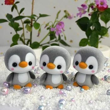 5,5 CM Super Cute Flocking Pingvīns Lelle Kawaii Mini Rīcības Attēls Apdare, Rotaļlietas Bērniem, Meitenēm, Izsmalcinātu Rotaļlietas Ziemassvētku Dāvanu