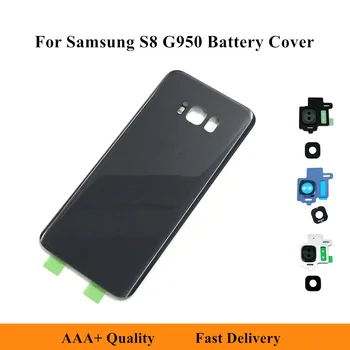 Ar Kameras Objektīvs SAMSUNG Atpakaļ Akumulatora Vāciņu Samsung Galaxy S8 G950 SM-G950F G950F Atpakaļ Aizmugurējā Stikla Gadījumā