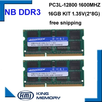 KEMBONA pavisam jaunu noslēgtā sodimm klēpjdatoru ram DDR3L 16GB(komplekts 2gab ddr3 8gb) 1.35 v PC3L 12800S ZEMAS JAUDAS 204pin ram atmiņas