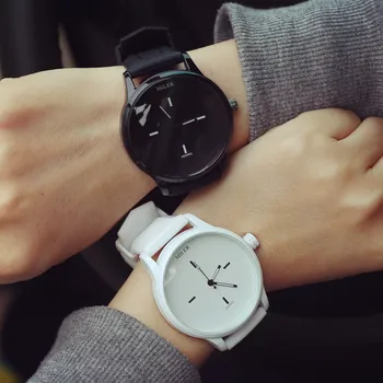 Vienkārši melna balta kvarca pulksteņi sieviešu minimālisma dizaina silikona siksniņa rokas pulkstenis big skalu sieviešu modes radošo skatīties