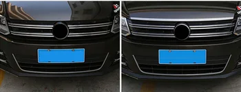 Nerūsējošā tērauda Priekšējais pārsegs Dekoratīvā sloksne, spilgti Motora pārsega plāksteris uzlīmes Car Styling VW Volkswage Tiguan mk1 2010-2017